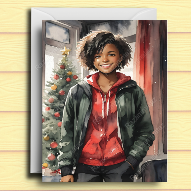 Black Girl T Christmas Card